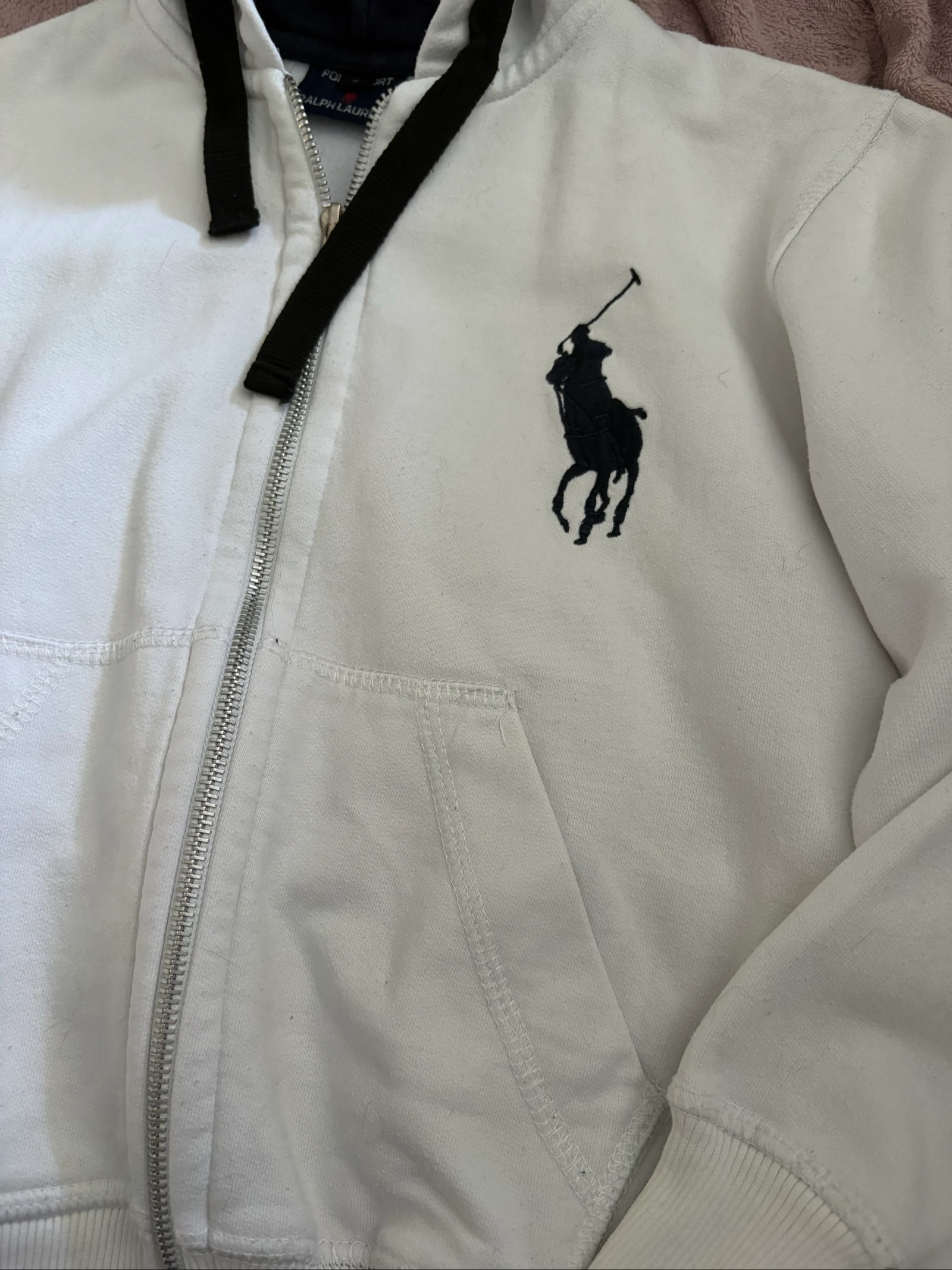Herenjas met capuchon voor jongens van 8 jaar, wit, Polo Sport – photo 3